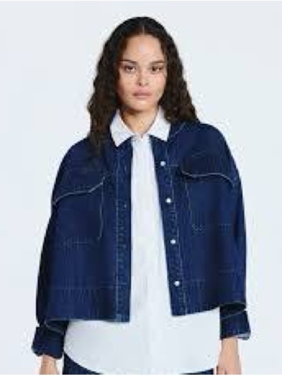 Scoop Jackets & Blazers - Scoop Denim Dark Blue Cropped Oversized Button-Down Size Medium NWOT